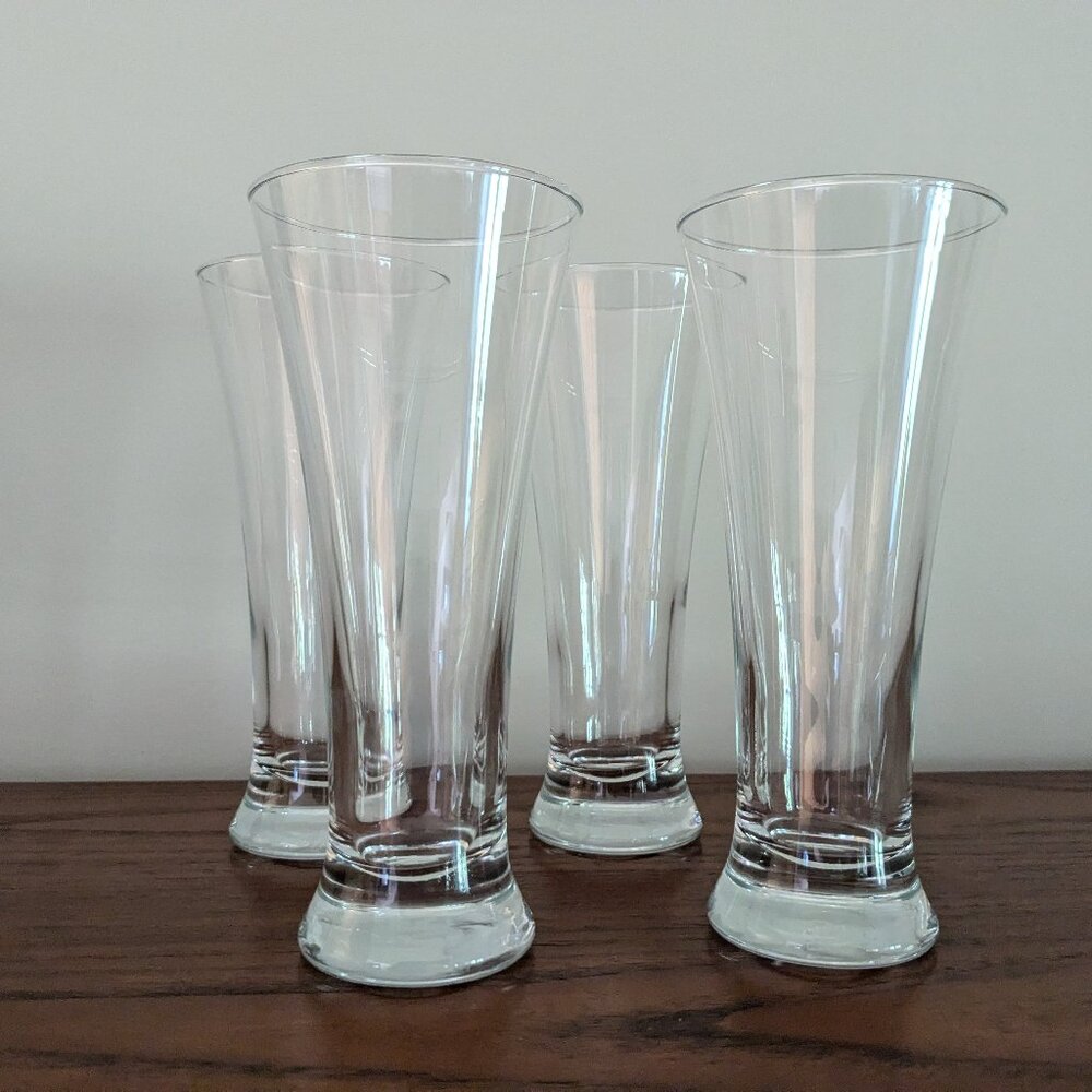Vintage Set of 4 Pilsner Beer Glasses | Mid-Century Modern Barware